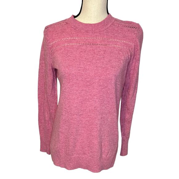 Ann Taylor LOFT Womens Wool Blend Pullover Sweater Medium Pink w/ Cut out Detail - Picture 2 of 8
